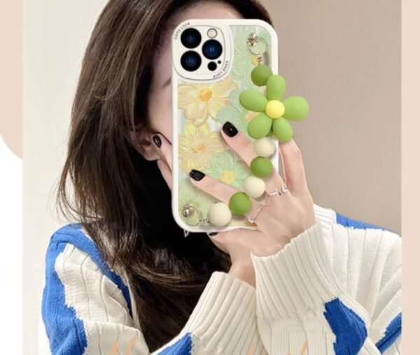 Phone Case with Flower handle for iPhone 14pro girl slim Protective back cover