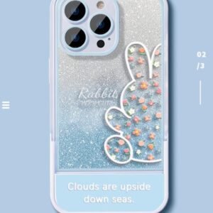 Cute Rabbit case for iphone 14pro lovely Girl style with Invisible Holder back cover