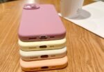 Liquid silicone case for iphone 14plus solid color soft elegant back cover
