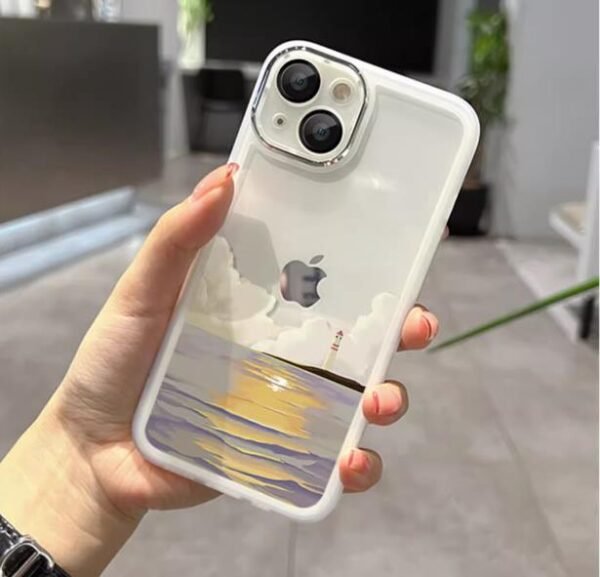 Elegant case for iphone14pro Transparent Lighthouse Landscape pattern slim back covers