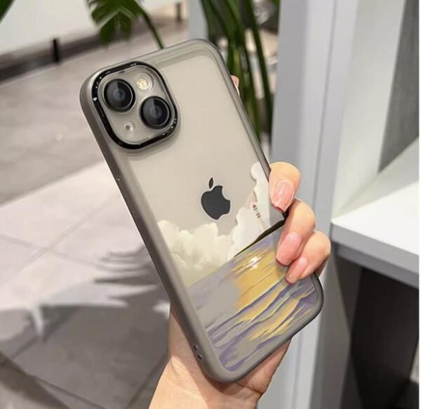 Elegant case for iphone14pro Transparent Lighthouse Landscape pattern slim back covers