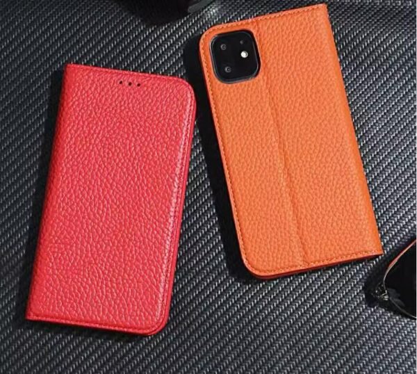 Genuine leather case for iPhone15pro flip cover case business style men phone cover